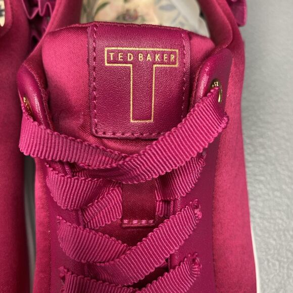 TED BAKER Astrina Luxe Sneakers Satin Leather Low-Top Womens 6 Fuchsia Pink - Picture 9 of 11